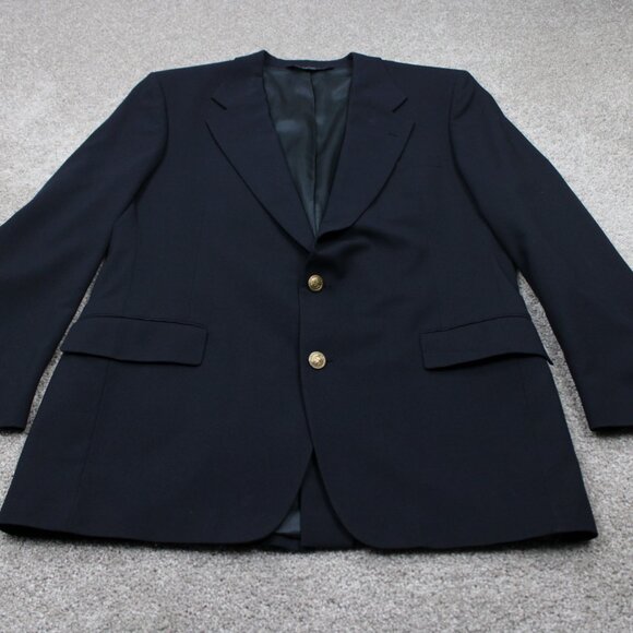 Jos. A. Bank Gordon Blazer Men 43 Long Blue 2 Button 100% Wool Sports Jacket - Picture 2 of 15